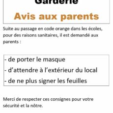 Information: Mesures concernant la garderie
