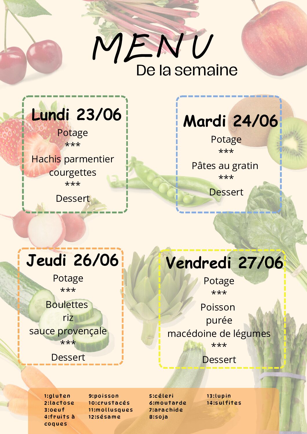 Menu du 23/06/2025 au 27/06/2025