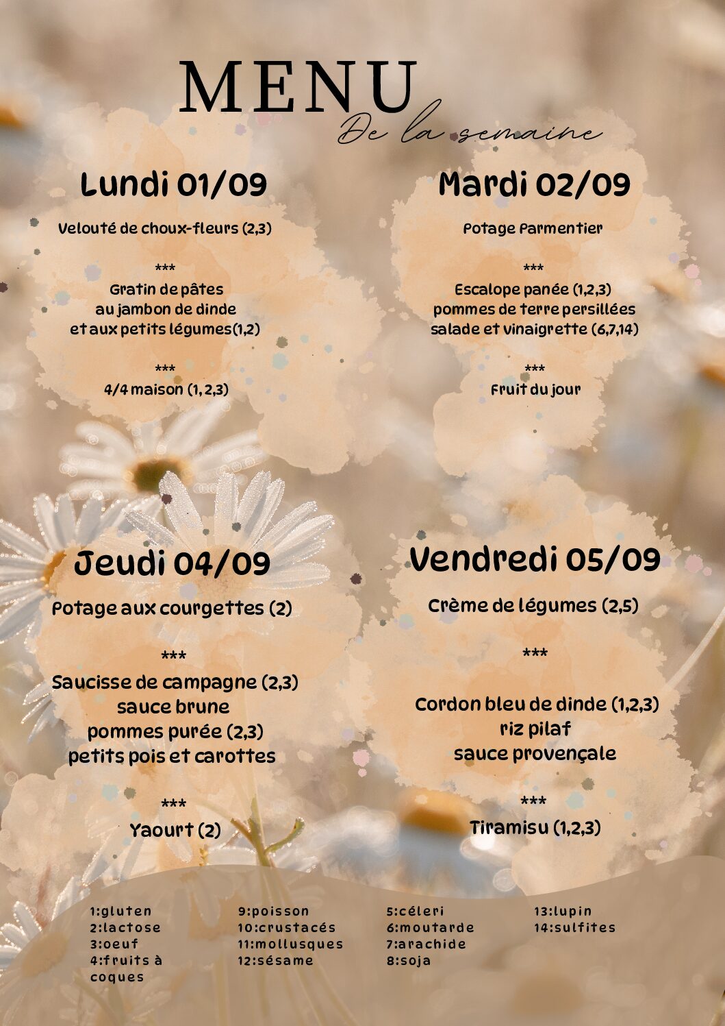 Menu du 01/09/2025 au 05/09/2025