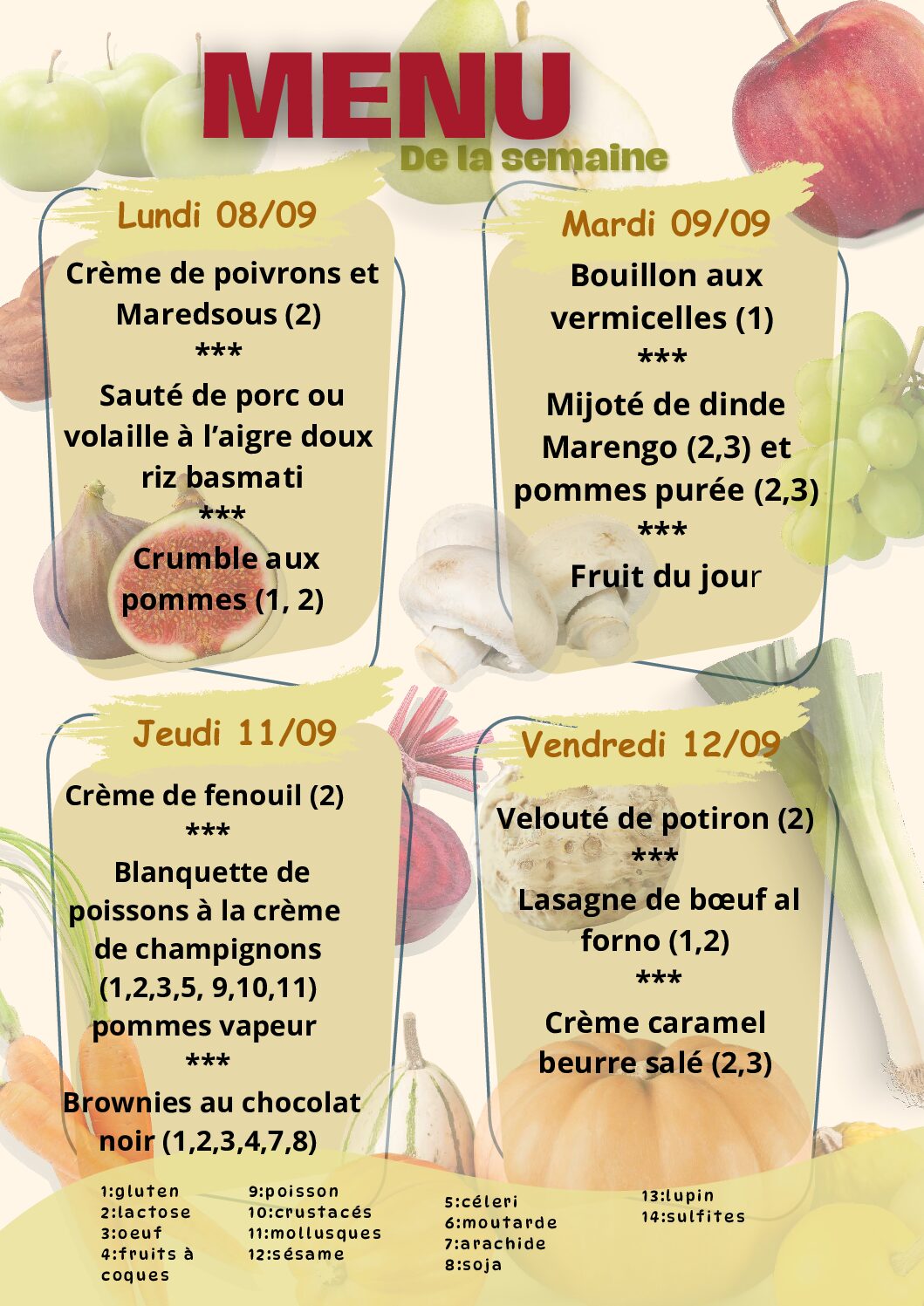 Menu du 08/09/2025 au 12/09/2025