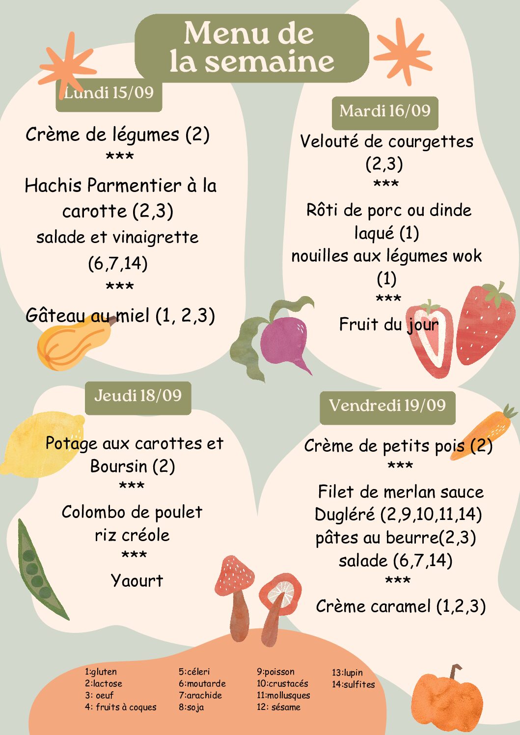Menu du 15/09/2025 au 19/09/2025