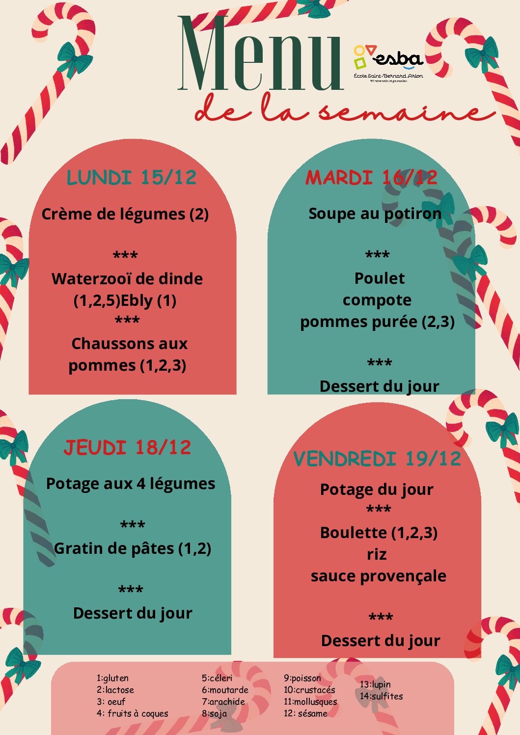 Menu du 15/12/2025 au 19/12/2025
