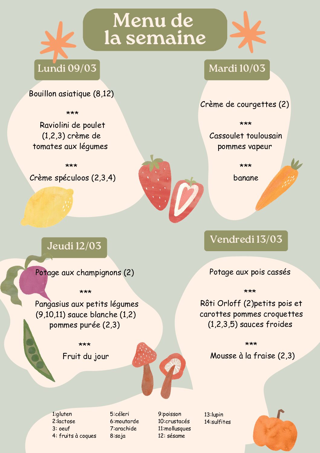 Menu du 09/03/2026 au 13/03/2026