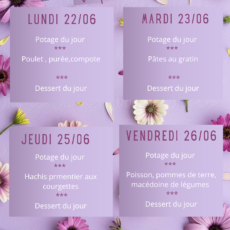 Menu du 22/06/2026 au 26/06/2026